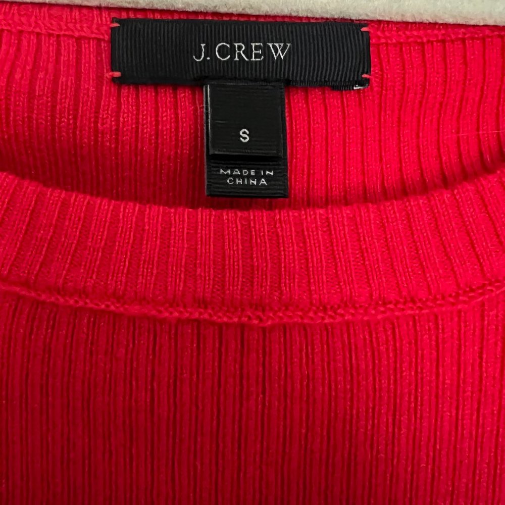 JCREW RED RIBBED SWEATER - GOREGOUS COLOR! SZ S